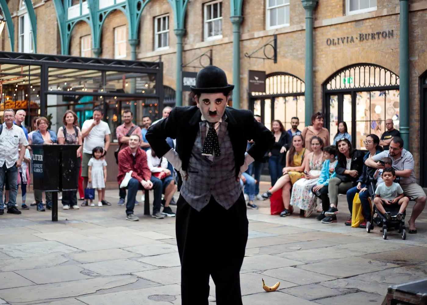 Charles Chaplin mimic looking angry